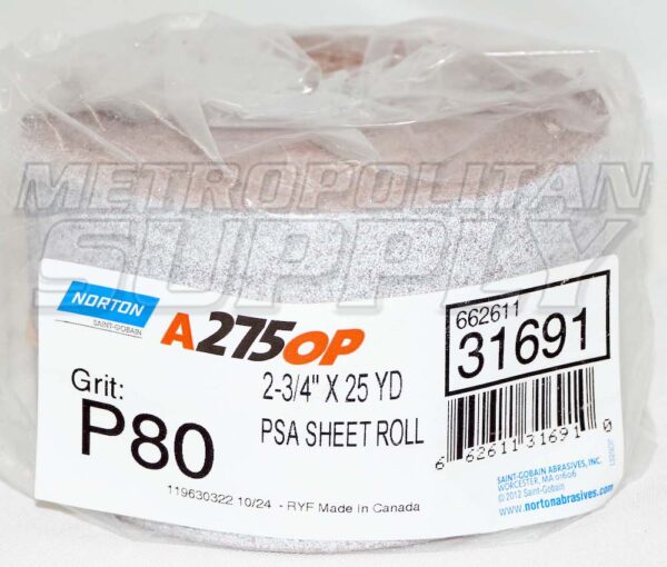 Norton Original Performance 2-3/4" x 25 yds PSA Sheet Roll P80B - Image 2