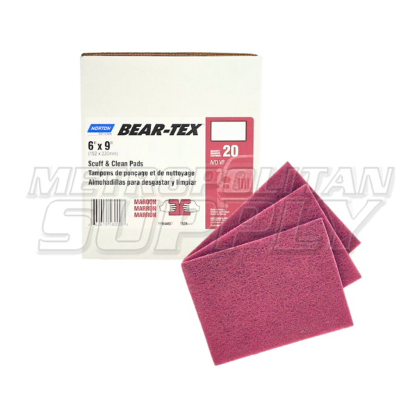 Norton Bear-Tex 6" x 9" Primer Prep Scuff Pad Maroon